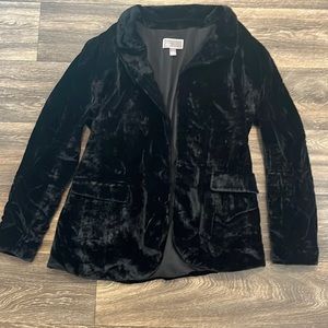 Crushed Velvet Open Front Blazer